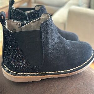 Black Suede Chelsea Boots with Glitter Detail